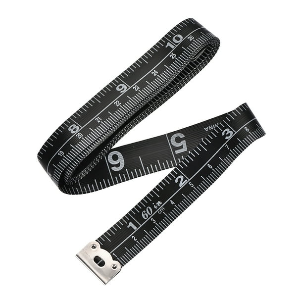 Cinta métrica de tela de 150 cm 60 pulgadas, cinta métrica métrica suave de doble cara para costura de sastre negra