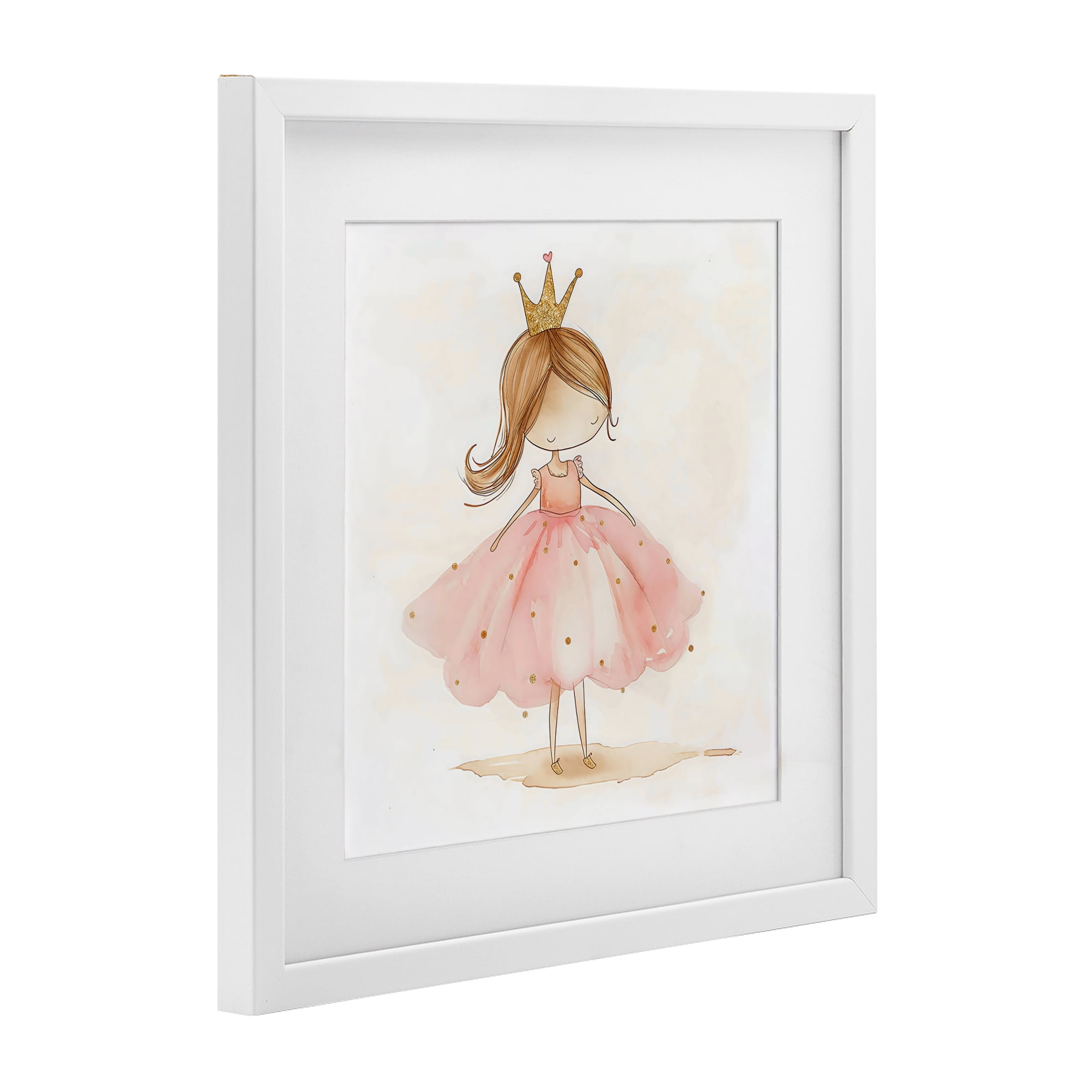 Stupell Industries Little Princess with Crown White Framed Print Under Glass, design by Creative Studio