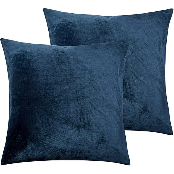 ShengRui 2 Pack Zippered Velvet Queen Pillowcases, Super Soft and Cozy Luxury Fuzzy Flannel Pillow Cases with Zipper, 20x30 Inches, Navy Blue