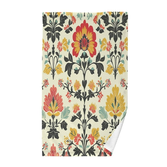 Yayeee 100% Cotton Hand Towels for Bathroom 16" x 28" Soft Absorbent Kitchen Towel, Beige Floral