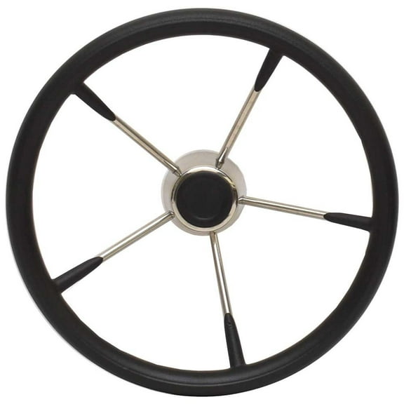 Boat Destroyer Steering Wheel 1525 | 15 1/2 Inch Stainless Black