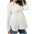 thumbnail image 2 of SGFCWSX Women Maternity T-shirts, Comfortable Wear Long Sleeve Solid Color Pregnancy Tops White M, 2 of 4