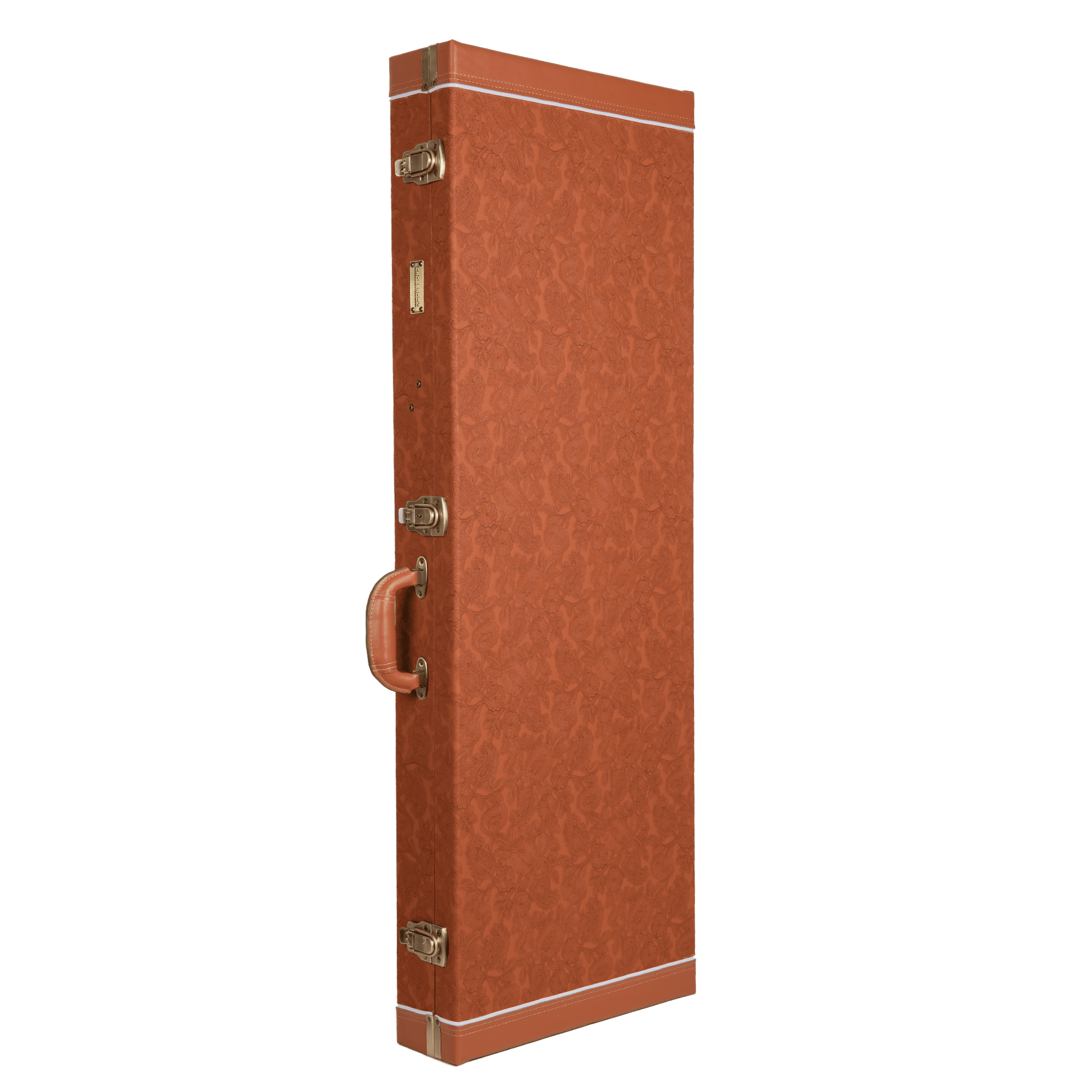 Crossrock Relief Series-Wooden For Jazzmaster/Jaguar Style Electric Guitars, With Highly Textured Surface, Mink Imitation Fleece, Stainless Steel Latches-Redwood