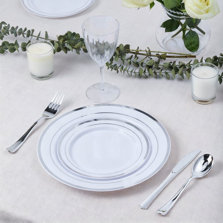 Family Essentials Silver Disposable Cutlery Set, 180-Piece photo 2