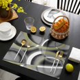 thumbnail image 3 of Sage Green Geometric Placemats Set of 6, Grey Retro Abstract Striped Art Placemats for Dining Table, Place Mats for Kitchen Tabletop, Waterproof Wipeable Dining Table Mats Set, 3 of 9