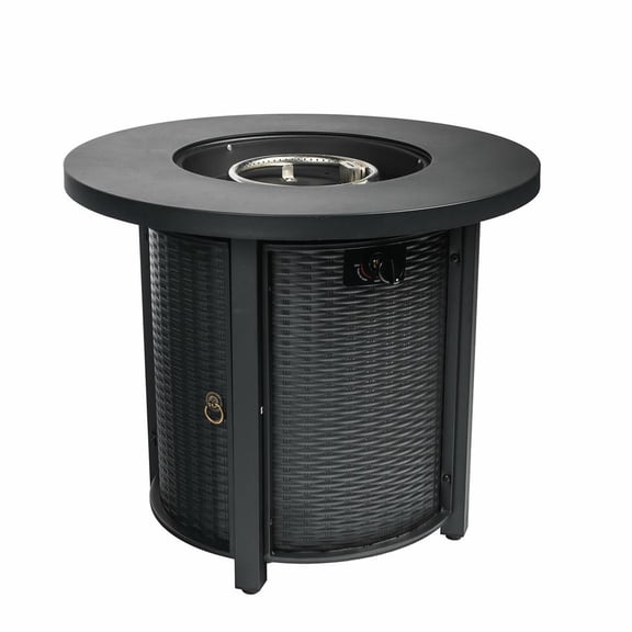 Topcobe Outdoor Black Fire Pit, 50,000 BTU Propane Gas Round Steel Fire Table for Patio, Deck, Garden & Courtyard Enjoy a Warm Evening with Family and Friends!
