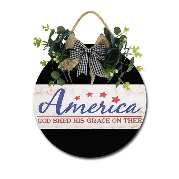 God Shed His Grace On Thee Door Sign Home Decor Round Wood Wreaths Wall Hanging Sign Farmhouse Porch Sign Front Door Decoration for Housewarming Gift All Seasons Holiday,11In