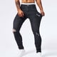 thumbnail image 1 of Pantalones largos para hombre, casuales, de moda, con bolsillos perforados, color sólido, elásticos, ajustados, de pierna corta, de mezclilla, pantalones para hombre, 1 of 5