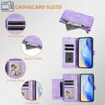 thumbnail image 3 of Multi-Functional Wallet Case for Motorola Moto G Power 5G 2025, Card Slots Retro PU Leather Shockproof Flip Cover with Card Slots Zipper Pocket Kickstand Magnetic Wrist & Shoulder Strap - Purple, 3 of 15