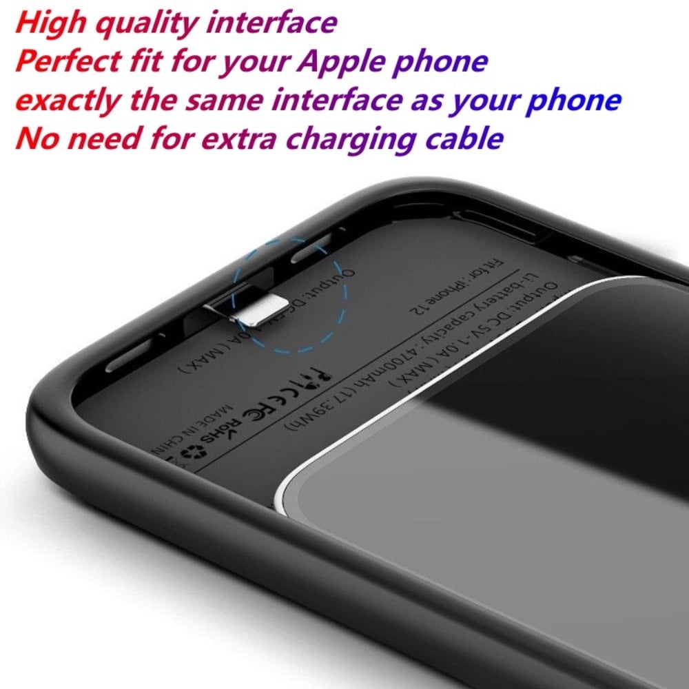Owyfho Battery Case for iPhone 12/12 Pro,Upgraded 6800mAh Ultra-Slim Battery Charging Case,Rechargeable Protective Extended Battery Charger Case for iPhone 12/12 Pro (6.1inch)-Black