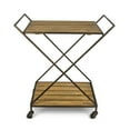 thumbnail image 1 of Rolling, Rustic Metal Bar Cart on Casters with Wooden Shelves, 1 of 1