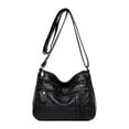 thumbnail image 1 of Women, Soft PU Leather Shoulder Bags, Multi-layer Black, 1 of 8