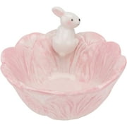 Angoily Easter Bunny Candy Bowl Ceramic Easter Rabbit Candy Dish Cabbage Shaped Fruit Salad Dessert Bowl Snack Serving Bowl Easter Rabbit Home Decoration (Pink)