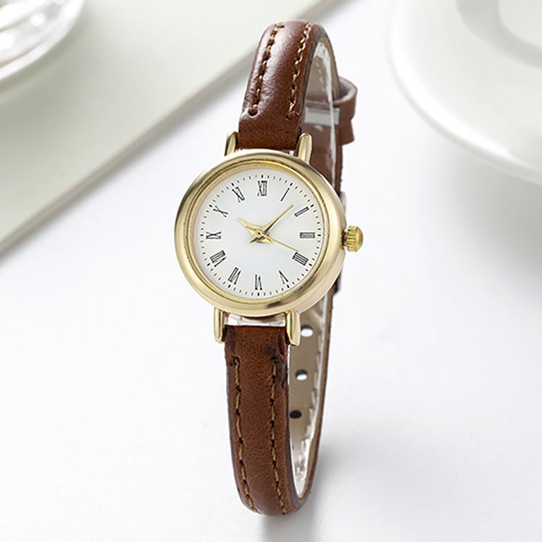 Vintage Ladies Leather Strap Watch Vintage Style Brown-Gold Square Leather Watch for Women  main image 2