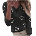 thumbnail image 1 of Hauts à Manches 3/4 pour Femmes Mode Amour Imprimé Col en V Dentelle Patchwork T-Shirt à Manches 3/4 Hauts Blouse T-Shirts à Manches Longues pour Femmes T-Shirts Longs pour Femmes Hauts pour Femmes à Manches Longues, 1 of 6