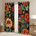 thumbnail image 2 of Manfei Retro Rustic Flower Curtains Pack of 2 (42x84 Each),Natural Plant Curtains Blackout,Orange Green Black Bedroom Curtains For Girls Kids,Super Cozy Room Decor, 2 of 6