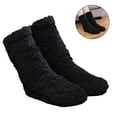 thumbnail image 2 of 1 pair Non Slip/Skid Socks, Winter Fluffy Cozy Fleece Socks, Plush Thick Warm Floor Socks-Black, 2 of 6