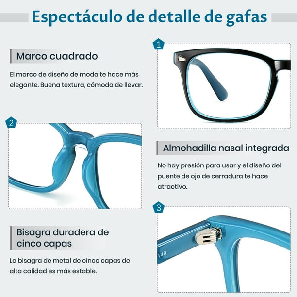 Cyxus Lentes Luz Azul Hombres y Mujer Gafas de Computadora Lente Antireflejantes Mejorar el Sueno Antifatiga Anteojos Mejor Dormir Anti Tension de Ojos Cyxus Style Walmart en linea