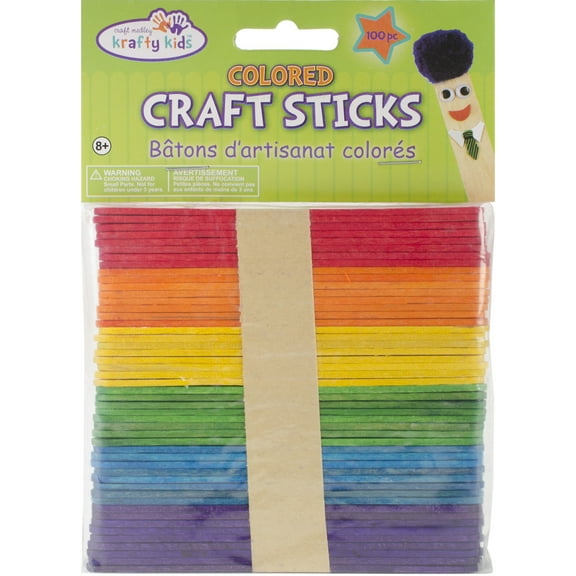 CW502 MULTICRAFT WOOD CRAFT STICKS 4 5 COLOR 100PC