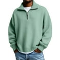 thumbnail image 3 of Quarter Zip Pullover Long Sleeve Polo Sweatshirt Half Zip Sweater Knit Sweatshirts Jumper Tops Women's Sweaters Collared Sweater Collared Casual Fall Top Jumper Tops Business Casual Light Green S, 3 of 9