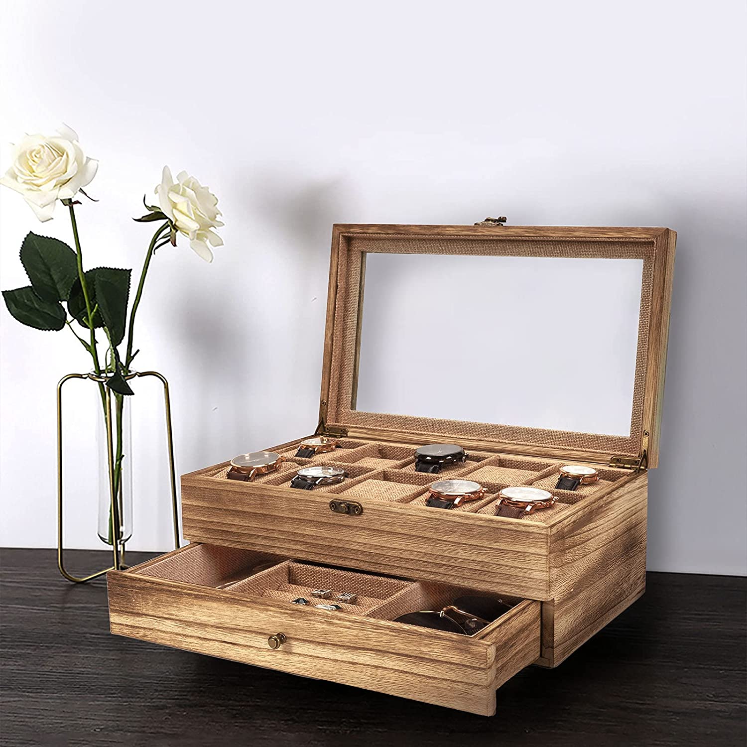 Sfugno 10-Slot Rustic Wooden Watch Organizer photo 4