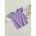thumbnail image 3 of Bagilaanoe Toddler Baby Girls T-Shirt Fly Sleeve Casual Tees 6M 12M 18M 24M 3T 4T Kids Loose Summer Tops, 3 of 9