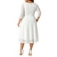 thumbnail image 3 of Vestido formal de mujer de talla grande Agnes Orinda con encaje floral, escote redondo, mangas 3/4 y bolsillo, vestido de cóctel para fiesta 3X blanco, 3 of 6