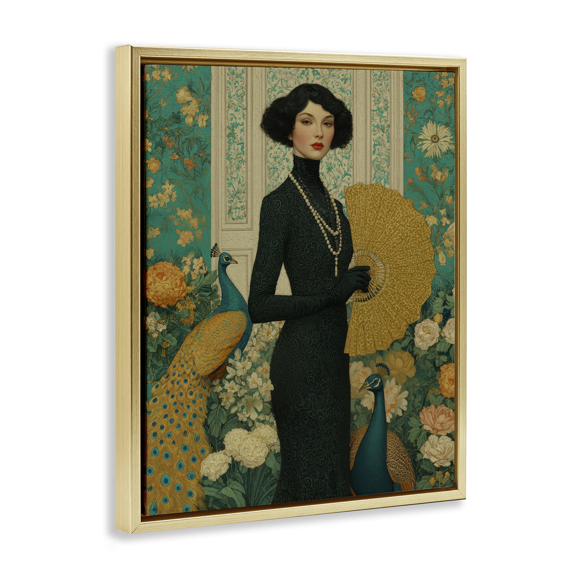 Stupell Industries Floral Velvet Reign Gold Framed Floater Canvas Wall Art, design by A Barefoot Stylist