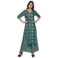 thumbnail image 4 of Moomaya V Neck Printed Kurta And Palazzo Pant Set Ethnic Wear Dress For Women, 4 of 6