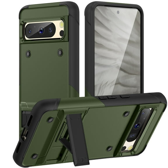 Decase Military Grade for Google Pixel 8 Pro Case - Heavy-Duty Drop Protection, Rugged Hard Back Hybrid Cover with Invisible Kickstand Heavy Duty Shockproof Cover Case for Google Pixel 8 Pro,Green