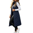 thumbnail image 3 of MXALUOB Long Puffer Vest for Women Zip Up Stand Collar Quilted Vests with Pockets Lightweight Sleeveless Padded Coat Winter Daily Wear, 3 of 7