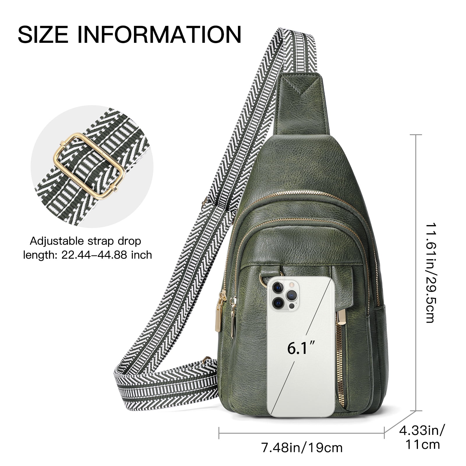 GAEKEAO Sling Bag for Women Crossbody Bags Fanny Pack Vegan Leather Chest Bag Travel Shoulder Belt Purse Backpack Gifts
