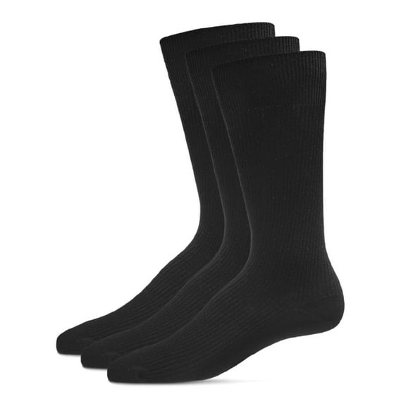 MeMoi Men's 3 Pair Pack Pin Ribbed Cotton Blend Crew Socks - Mens - Male, 10-13, Black