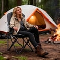 thumbnail image 3 of Oversized Camping Chair for Adults, Portable Folding Camp Chairs w/ Ice Bag & Cup Holder, Outdoor Lightweight Lawn Chair for Camping, Fishing, Picnic and Tailgates, Supports 400 Lbs - Gray 2 Pack, 3 of 8