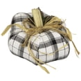 thumbnail image 4 of Northlight Plush Plaid and Jute Pumpkin Fall Harvest Decoration - 6.5" - White and Black, 4 of 5