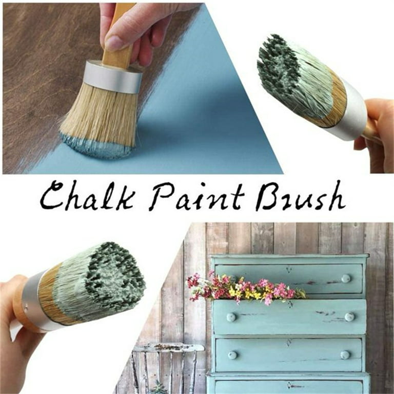 NOGIS Chalk Furniture Paint Brushes for Furniture Painting, Milk Paint,  Wax, Stencil Brushes, Home Furniture Paint - 2 Piece Round Chalked Paint