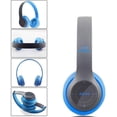 thumbnail image 3 of Wireless Headphones, P47 Bluetooth Over Ear Foldable Headset with Microphone Stereo Earphones Support FM Radio TF for PC TV Smart Phones-Blue, 3 of 8