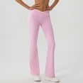 thumbnail image 4 of Riforla Workout Leggings for Women High Waist Flared Yoga Pants Contrast Color Slim Fit Wide Leg Tights Womens Pants Pink XL, 4 of 5