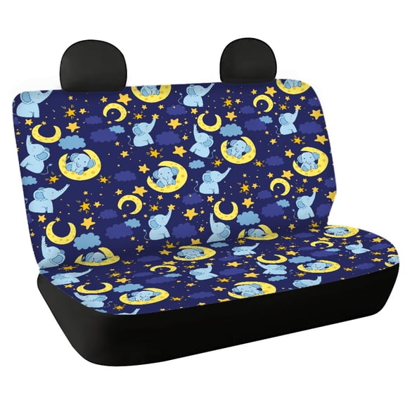 CHAQLIN Elephant Moon Durable Back Seat Protectors for Car Interior Auto, Stretchable Car Bench Covers Heavy Duty Car Seat Covers Back Seat