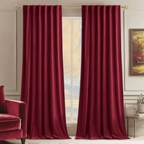 NICETOWN Red Velvet Curtains, Christmas Thermal Insulated Blackout Curtain for Bedroom Living Room, Back Tab Room Darkening Luxury Vintage Heavy Drapes Panels, 52"x120", 2 Panels