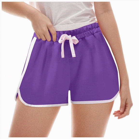 Ccpelsie Girl's Bow Front Dolphin Shorts Elastic Waist Casual Workout Athletic Shorts for Kids(Purple,15-16 Years)