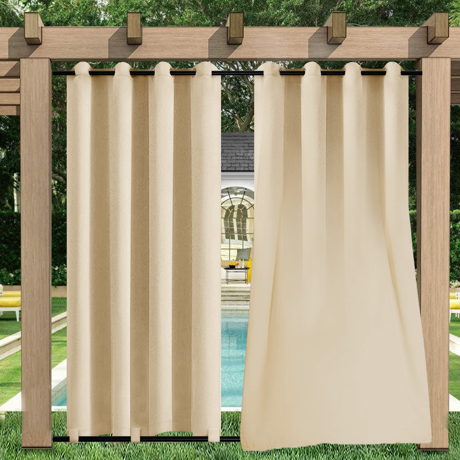 DONGPAI 2 Panles Blackout Outdoor Curtains Waterproof 52x84inch