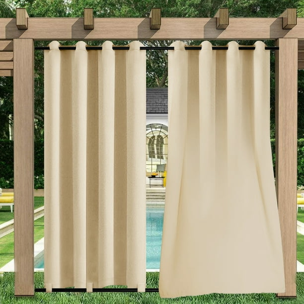DONGPAI 2 Panles Blackout Outdoor Curtains Waterproof 52x84inch