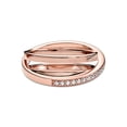 thumbnail image 2 of Rose Gold Pave Interlaced Three Ring Stacking Ring Womens Copper Silver Alloy Geometric Ring Fan Logo Inlay Gems, 2 of 3
