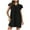 Black, variant on Riforla Women's Summer V Neck Ruffled Short Sleeve Loose Fit Solid Color Mini Dress Party Gowns for Women Black XL