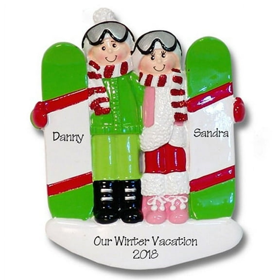 Snowboard Couple Personalized Christmas Ornament