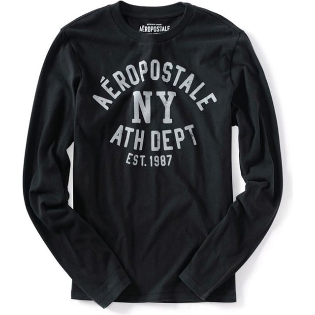 Aeropostale Athletic Dept playera gráfica para hombre, negro, mediano