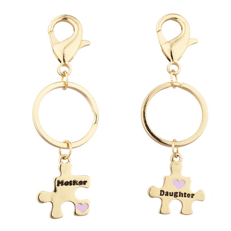 Mom Keychain - Lux Accessories Gold Tone Mother Daughter Puzzle Pieces Charm Keychain Set 2PC