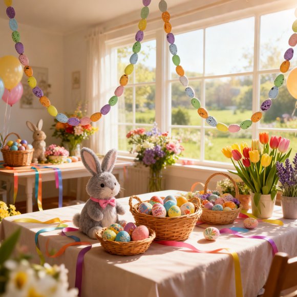 EGNMCR Easter Decorations, Easter Ornaments, Easter Gifts Easter Egg DIY Wreath Accessories Spotted Eggs Colorful Foam Easter Decorations Foam cane