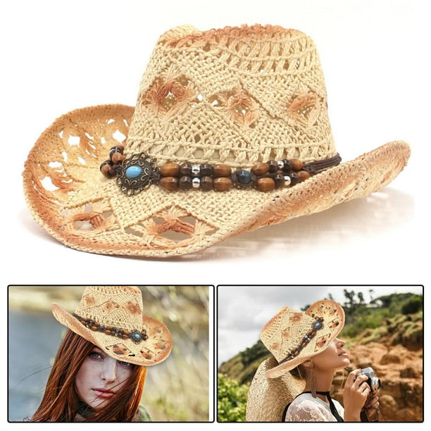 Chapeau de Cowboy Western Sombreros Vagueros Chapeau de Couple Chapeaux pour Femmes pour Équitation Blanc